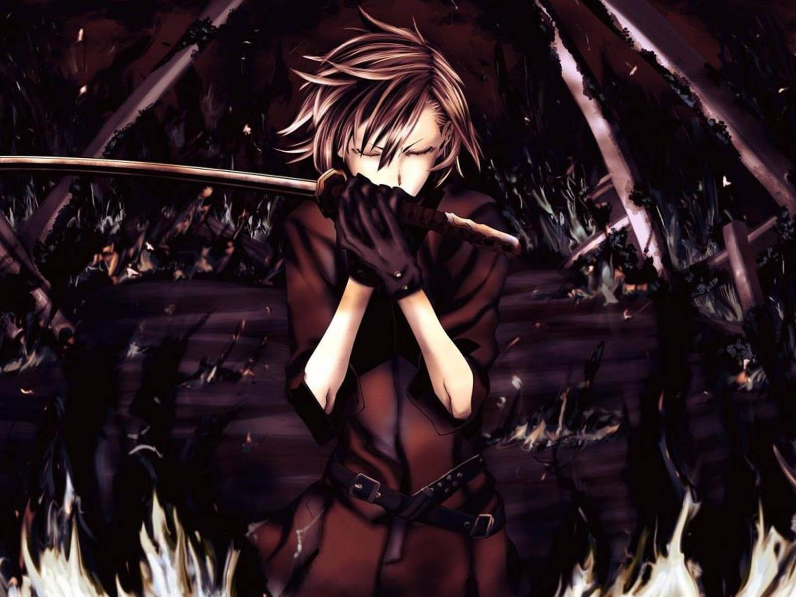 Fondo de pantalla de chico anime asesino oscuro