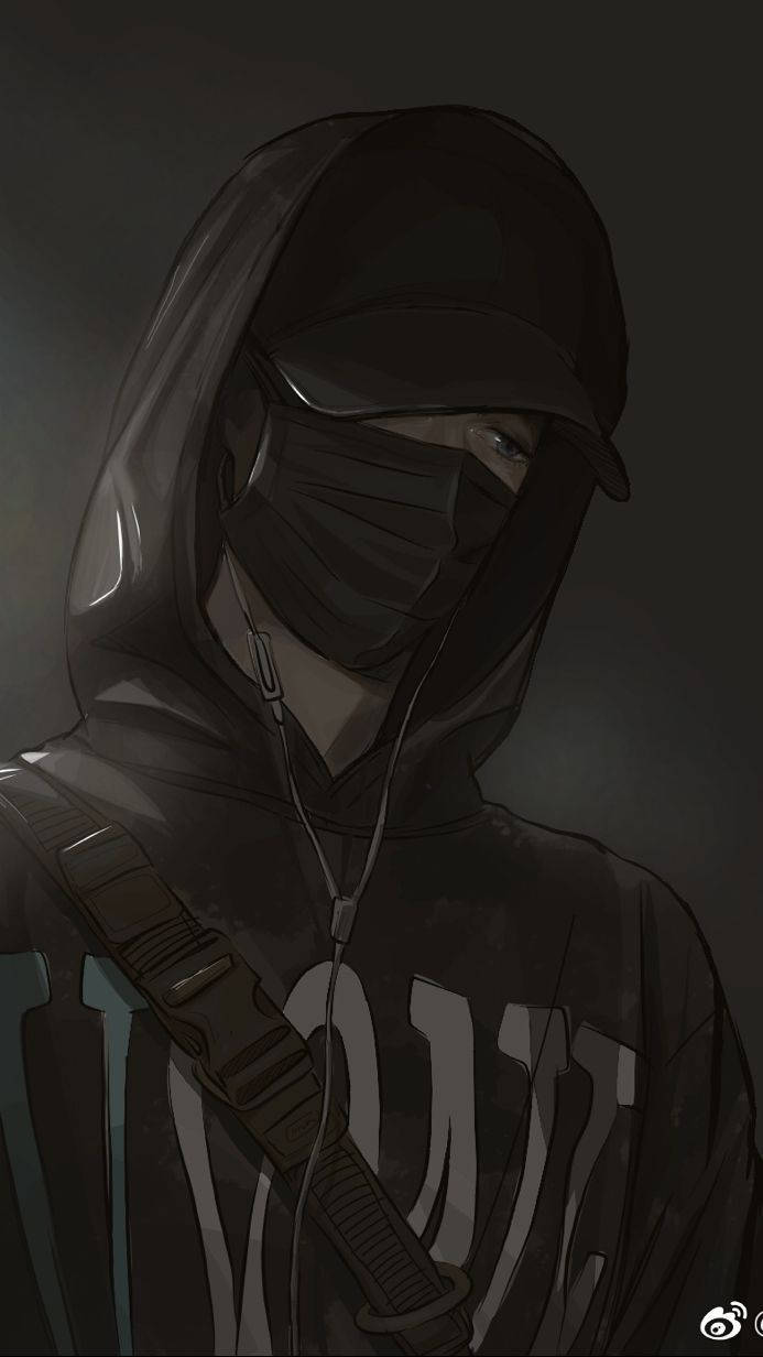 Chico Anime Oscuro con Sudadera y Máscara