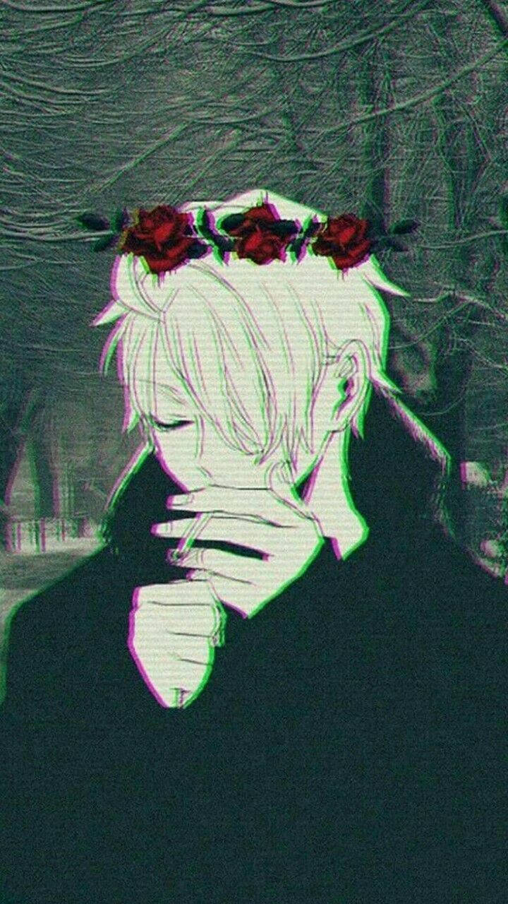 Chico con corona de rosas en anime lindo para foto de perfil Fondos de pantalla