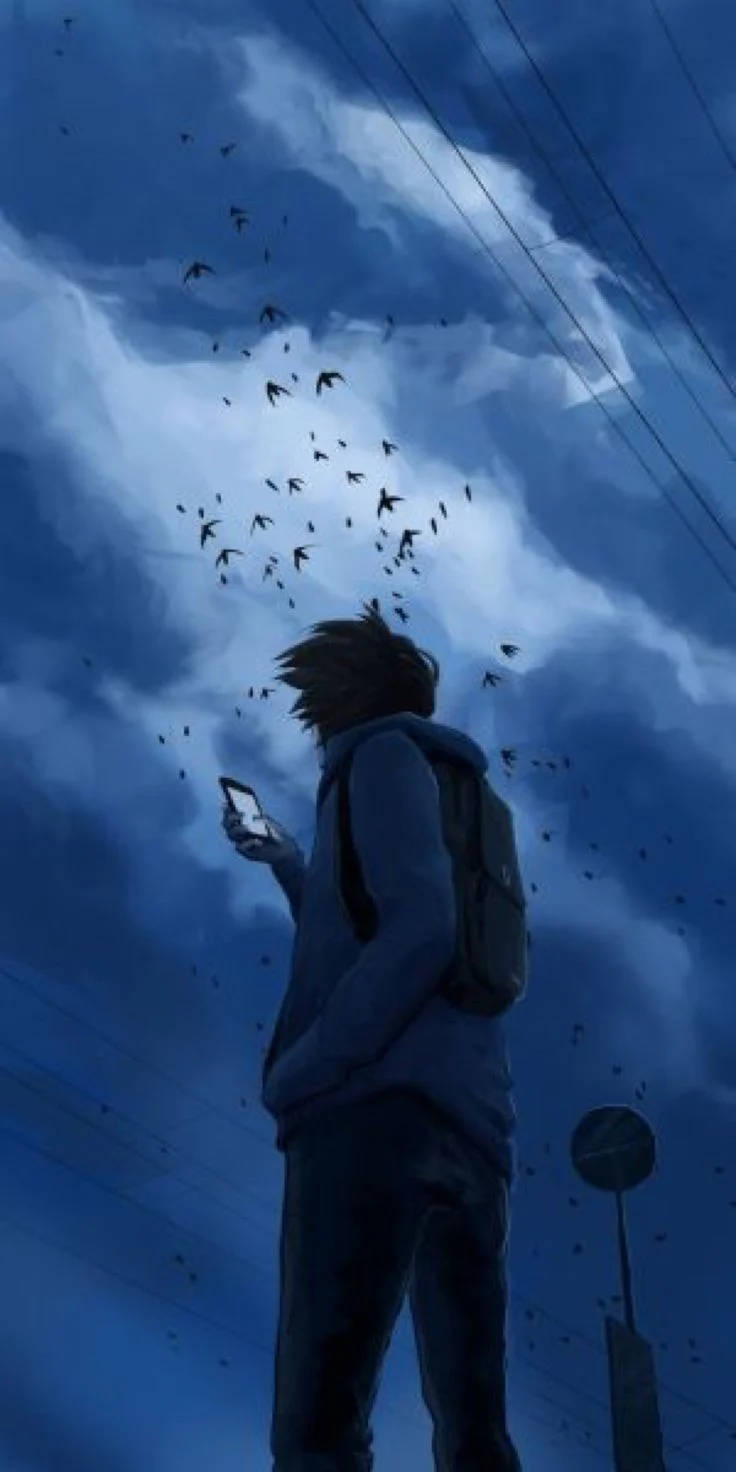 Chico Solo Anime Bajo un Cielo Oscuro Fondos de pantalla