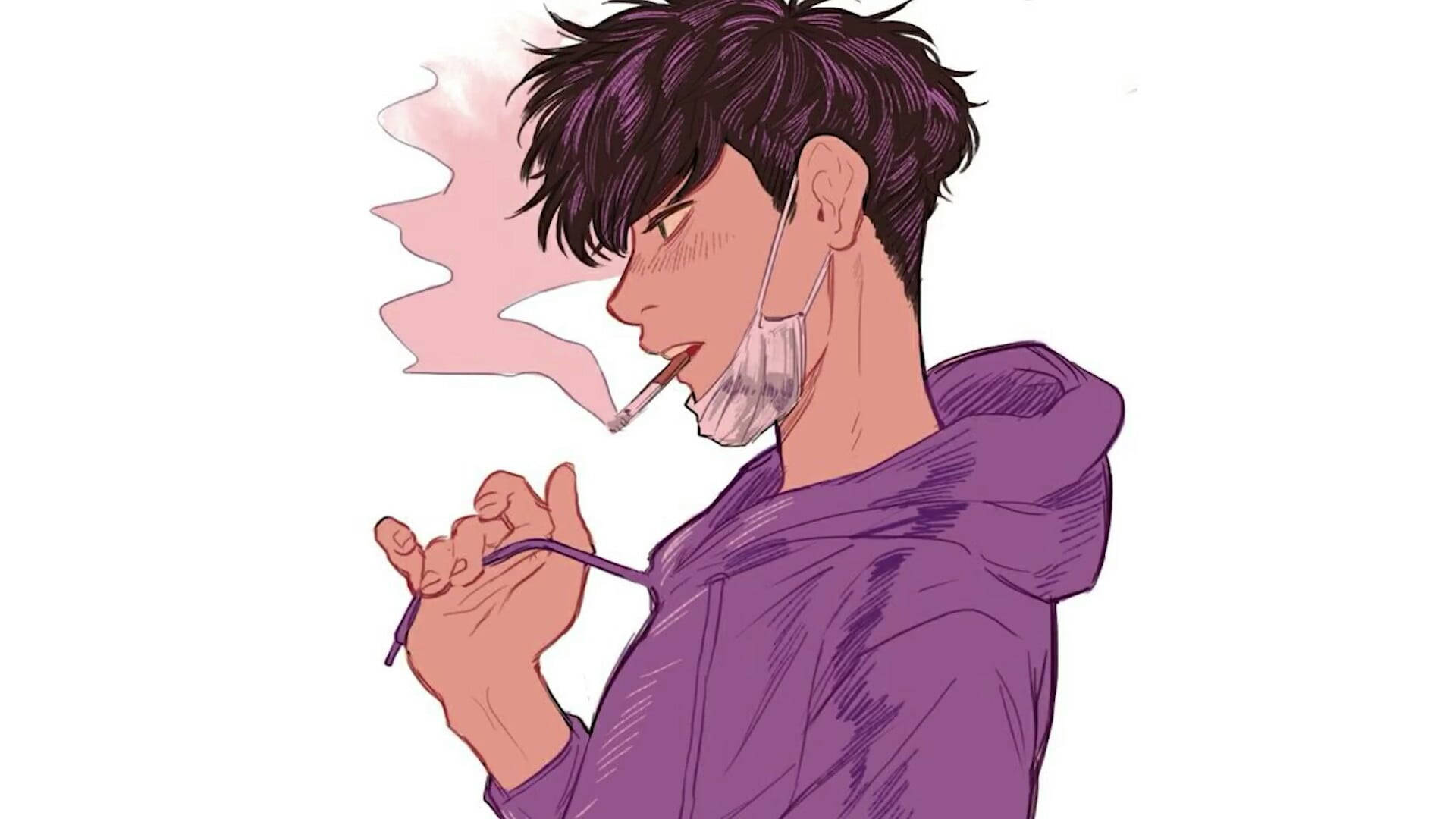 Chicos anime lindos fumando cigarrillo Fondos de pantalla