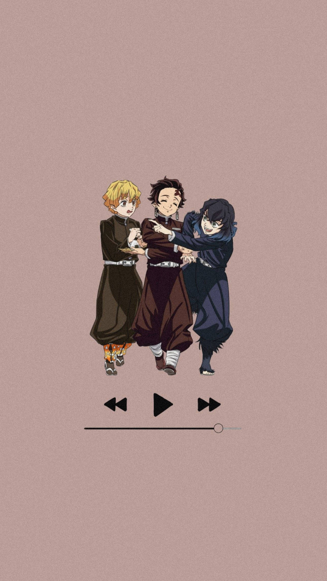 Chicos de Demon Slayer en iPhone con Estética Musical Fondos de pantalla