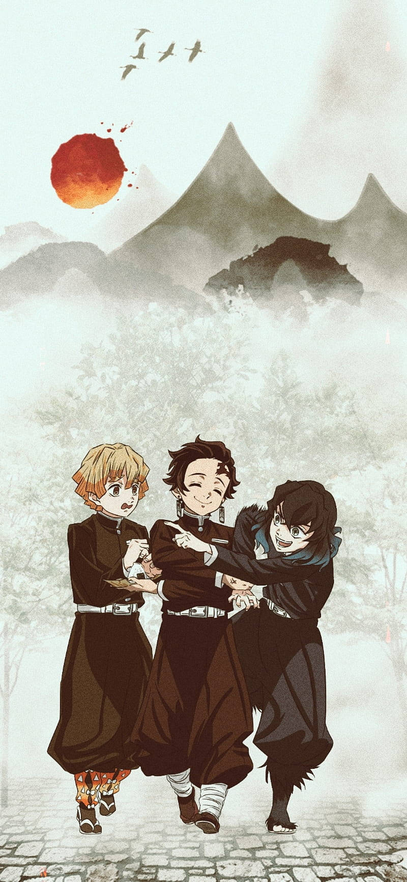Chicos de Demon Slayer Montaña iPhone Fondos de pantalla
