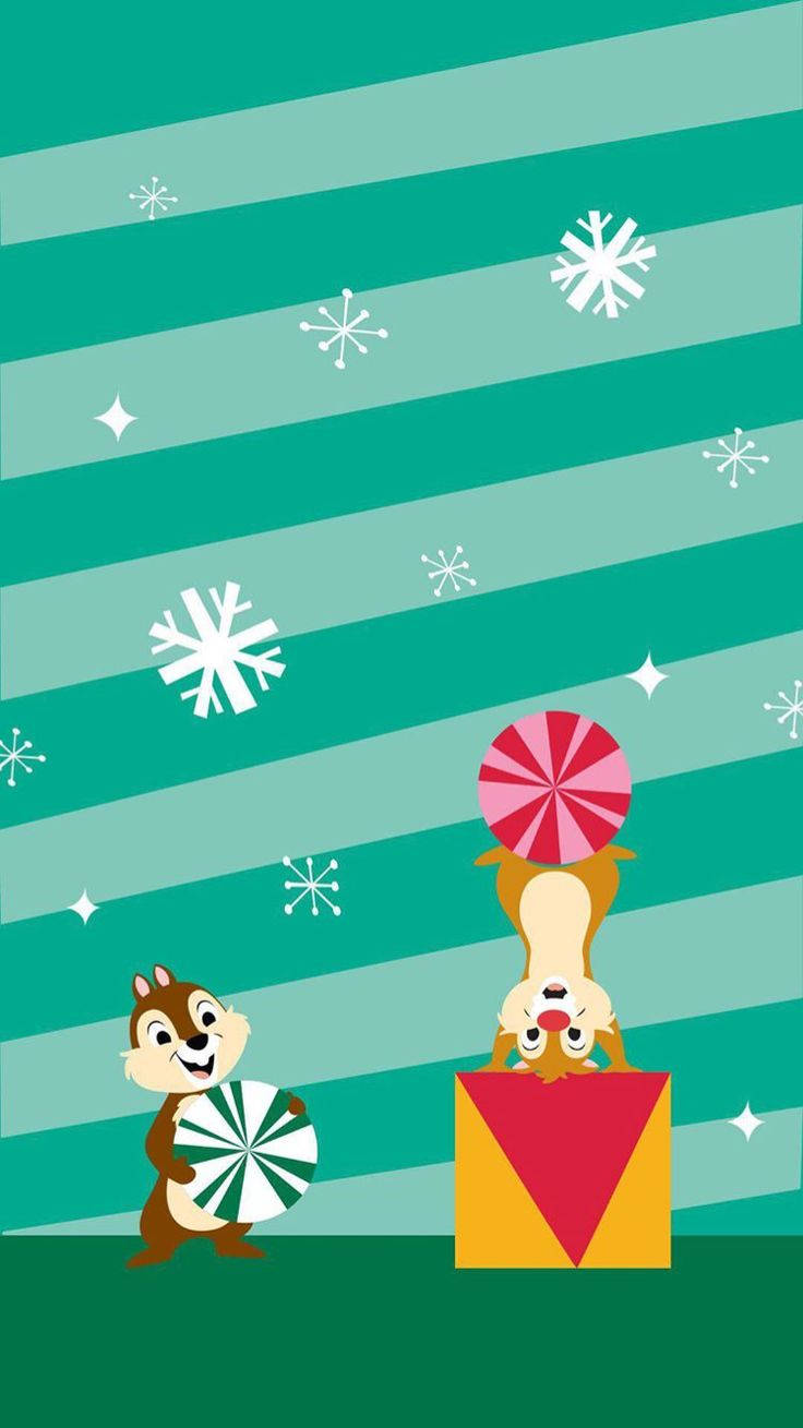 Chip 'N Dale de Disney para Navidad en iPhone Fondos de pantalla