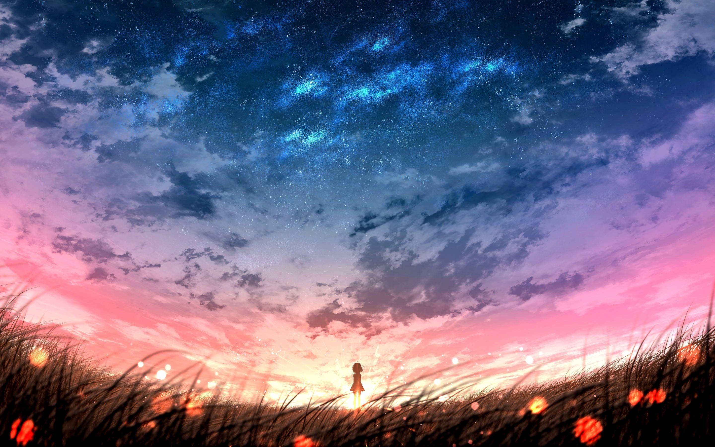 Cielo al atardecer con galaxia Fondos de pantalla