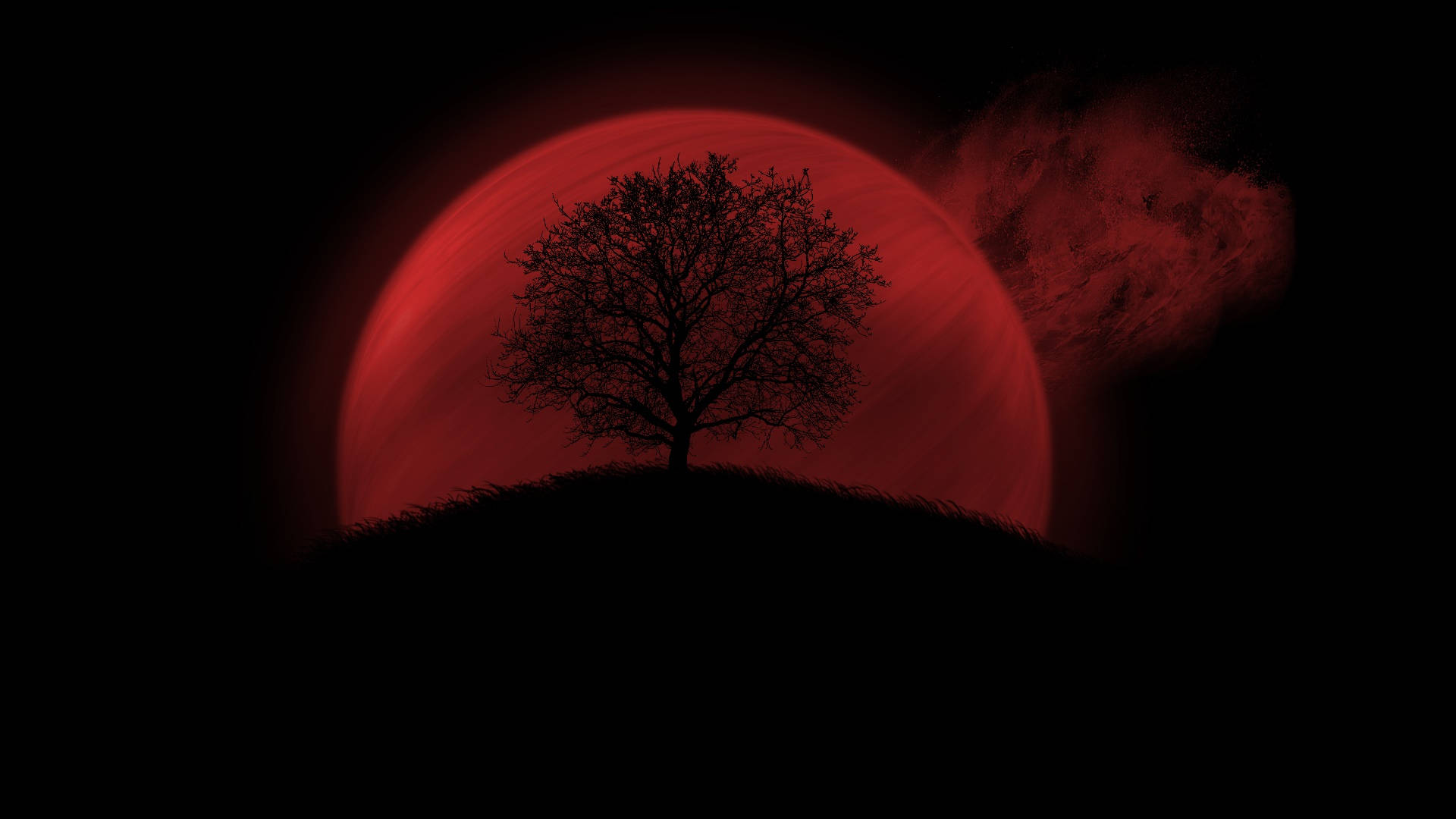 Cielo Nocturno de Luna Roja Fondos de pantalla