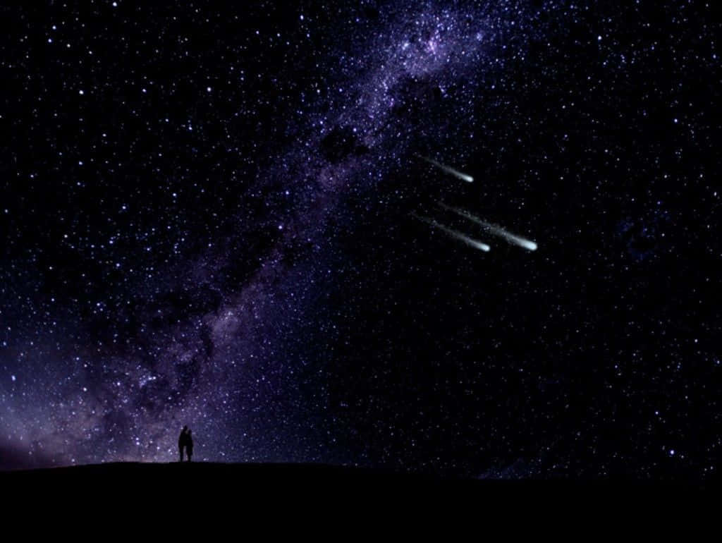 Cielo nocturno mágico con tres estrellas fugaces brillantes Fondos de pantalla