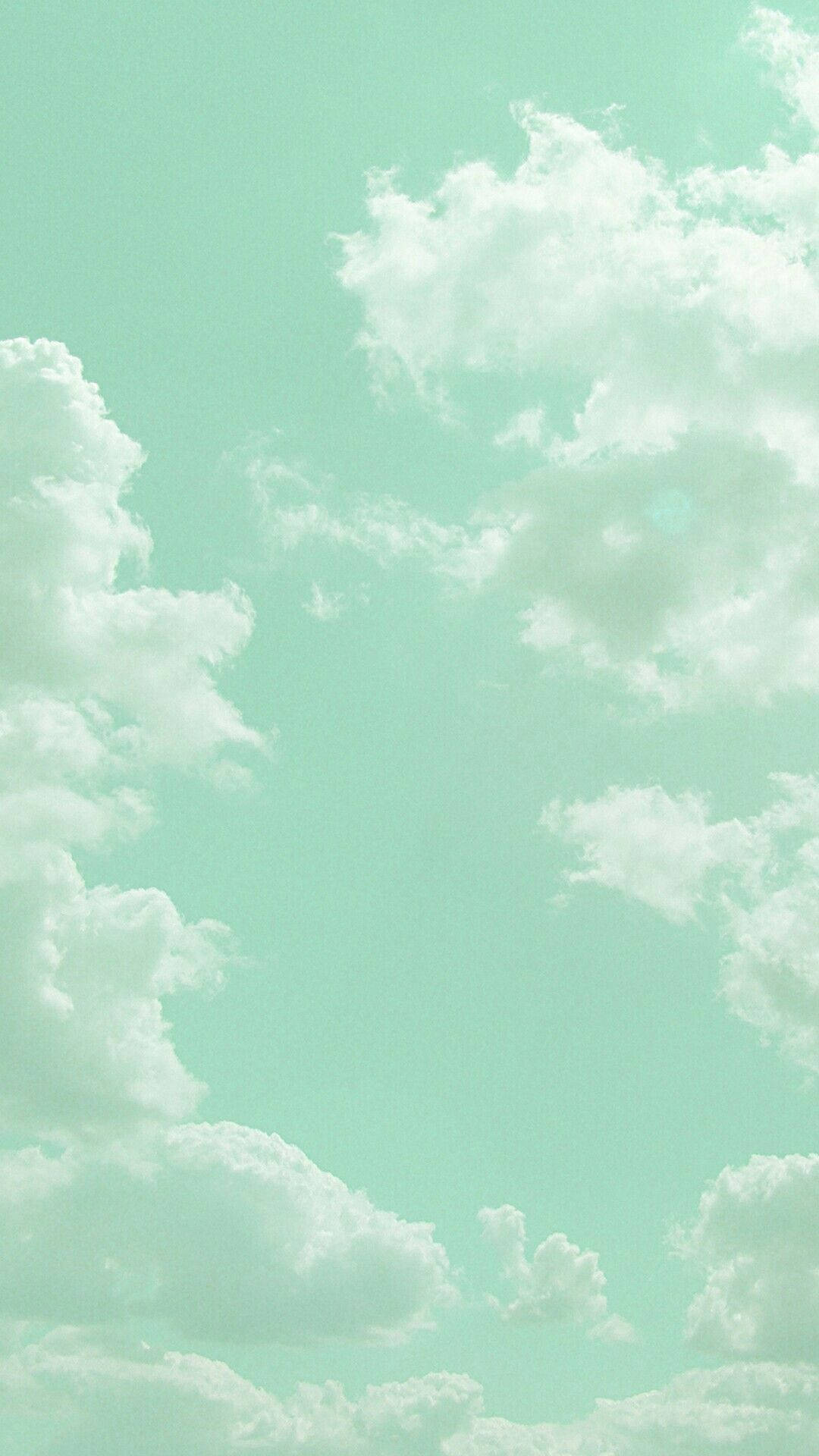 Cielo Nublado Menta Verde iPhone Fondos de pantalla
