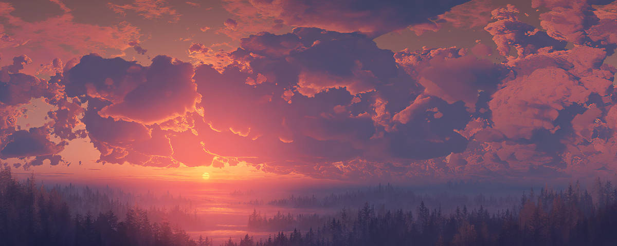 Cielo Nublado Rosa al Atardecer 1200x480 Fondos de pantalla