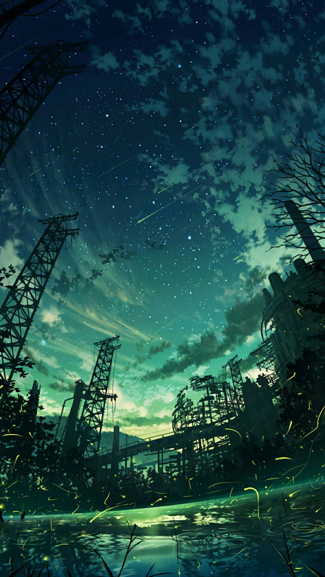 Cielo Verde y Estrellas Gráfico Fondos de pantalla