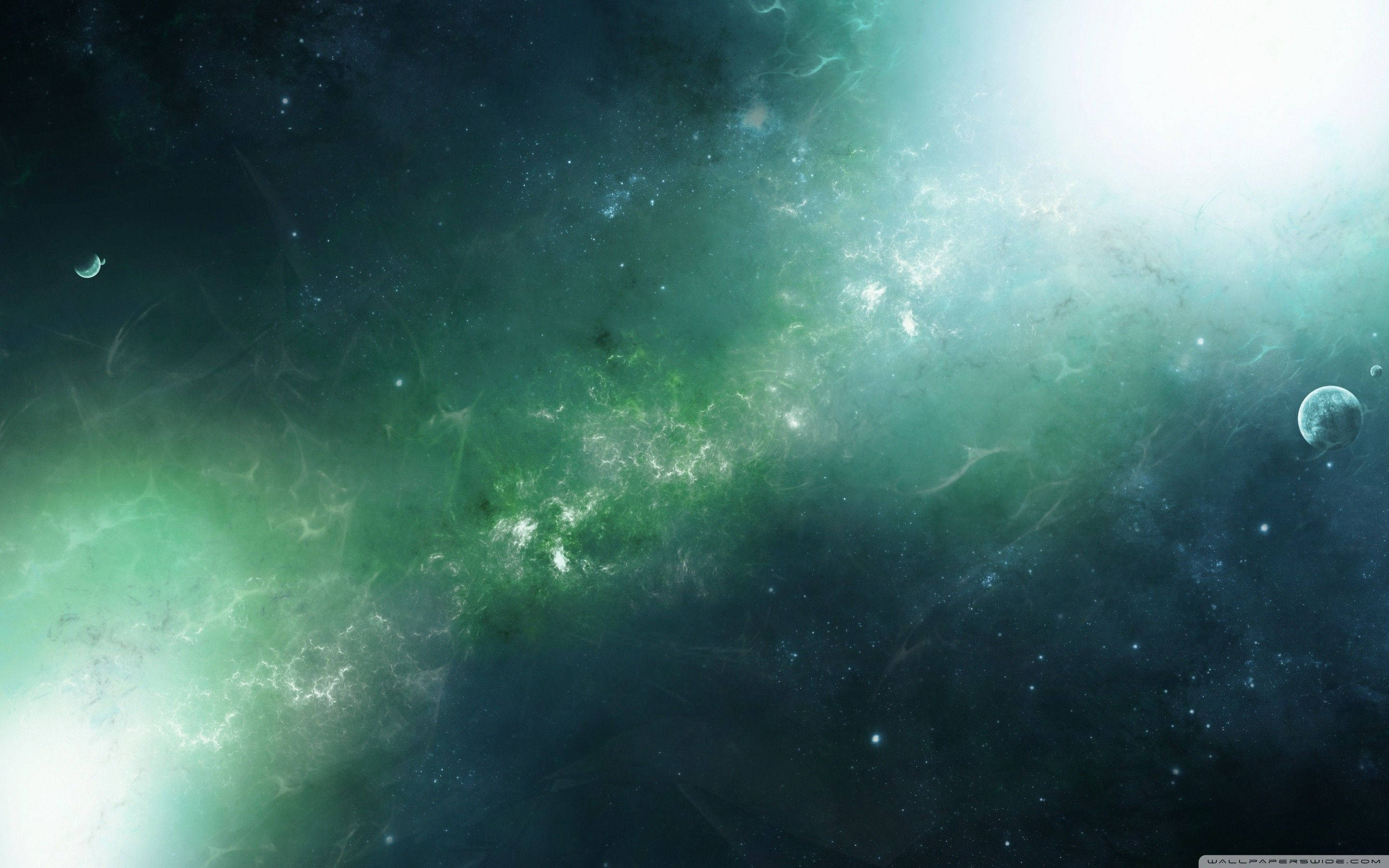 Cielo verde y galaxia Fondos de pantalla