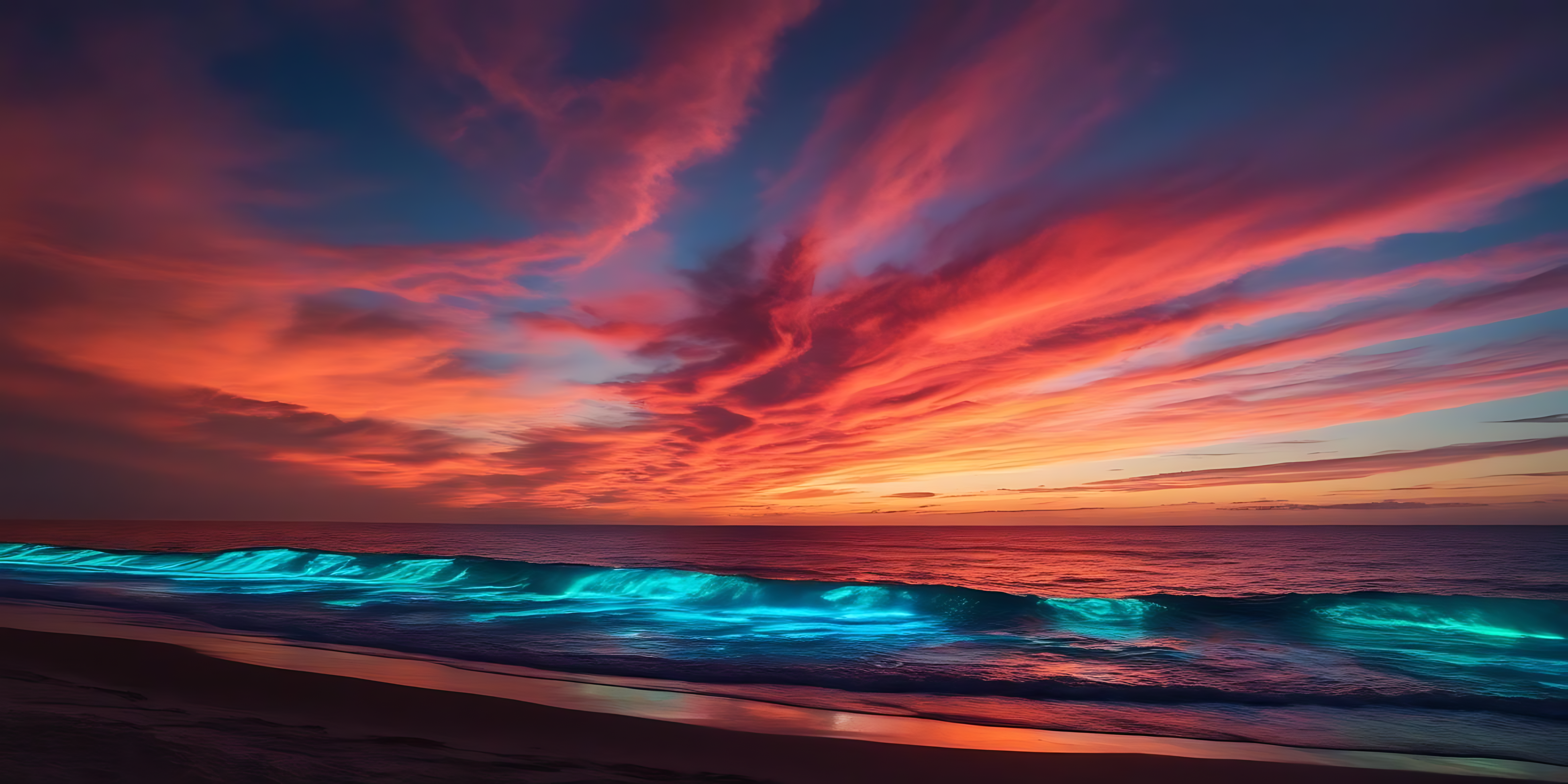 Cielo Vibrante sobre el Océano Tranquilo Fondos de pantalla
