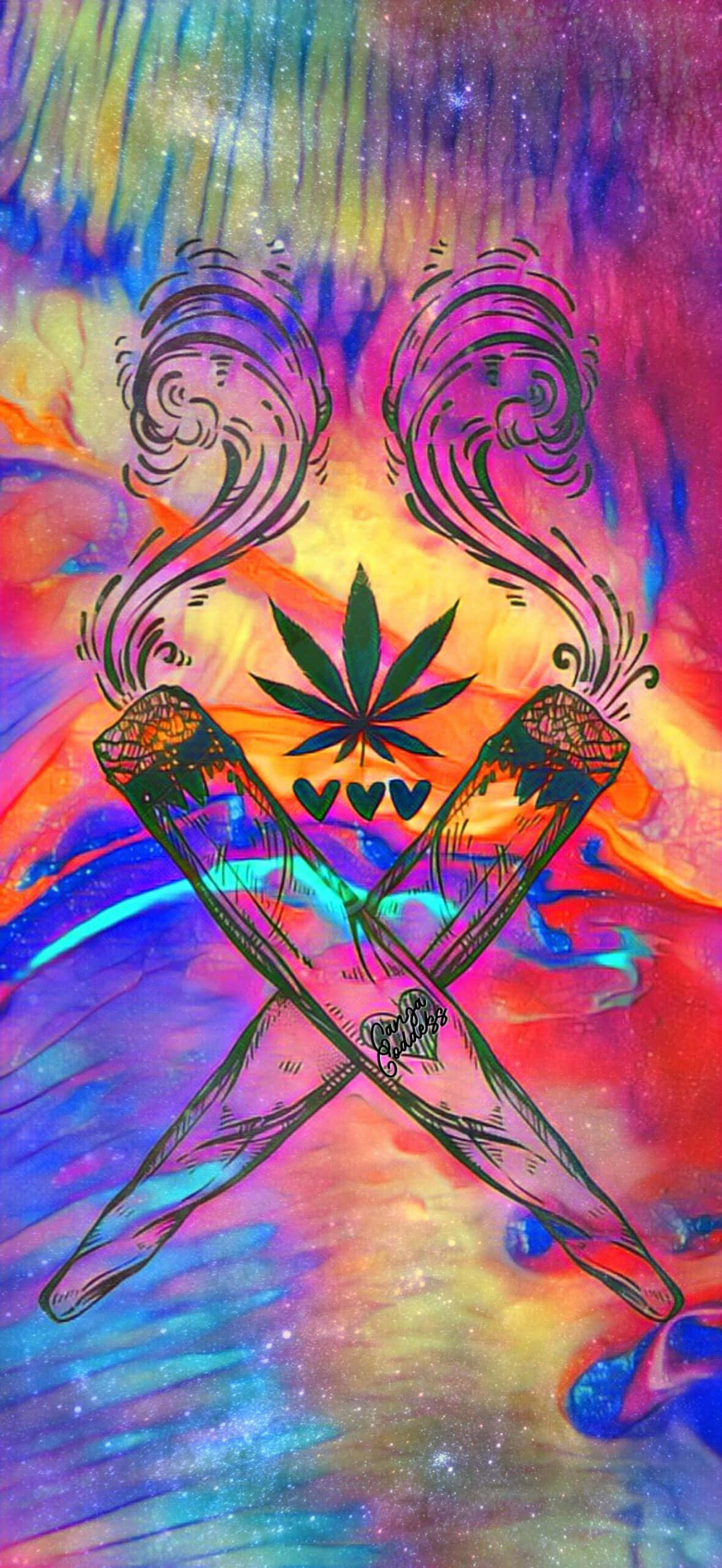 Porro de marihuana colorido sobre fondo oscuro Fondos de pantalla
