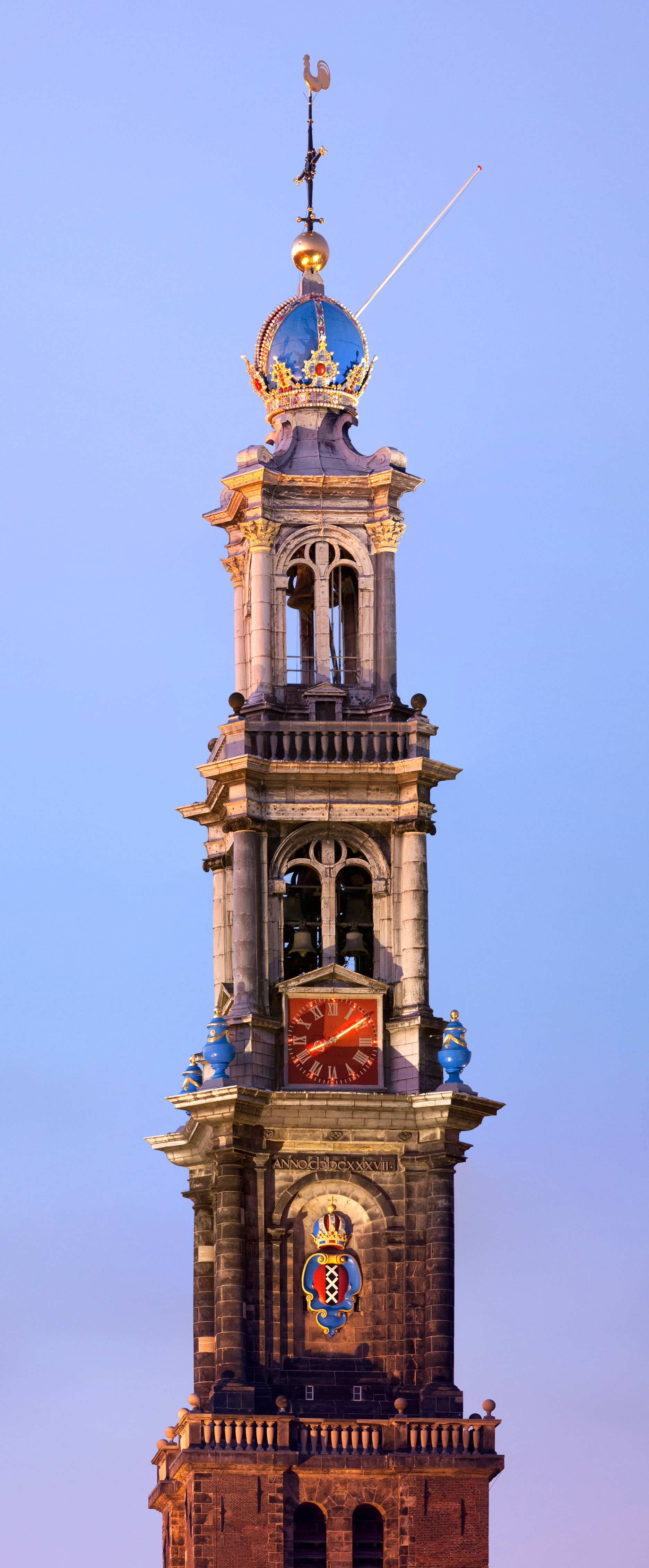 Cima Majestuosa de la Torre Westerkerk en Ámsterdam Fondos de pantalla