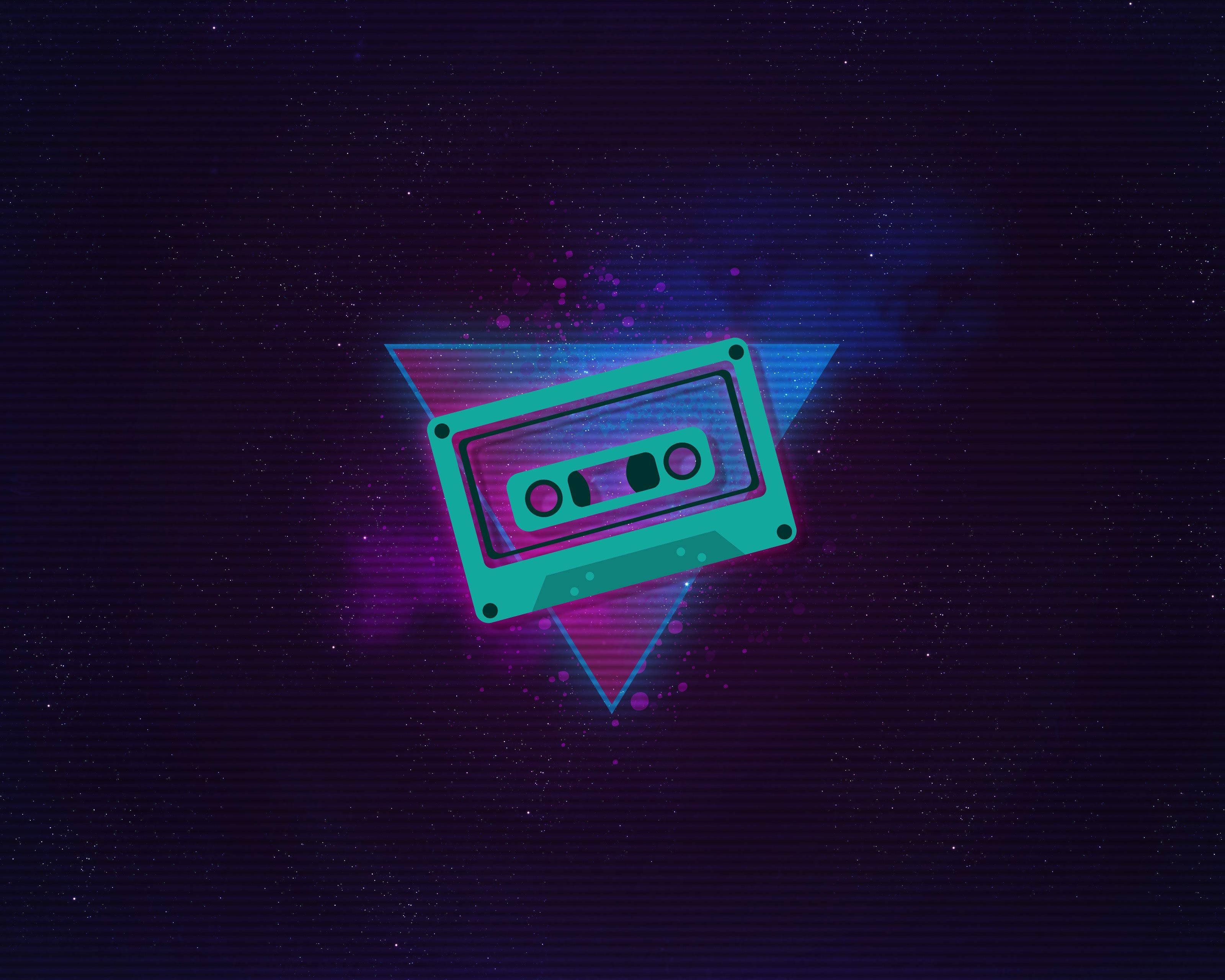 Cinta de Cassette Retro Neón Estética Fondos de pantalla