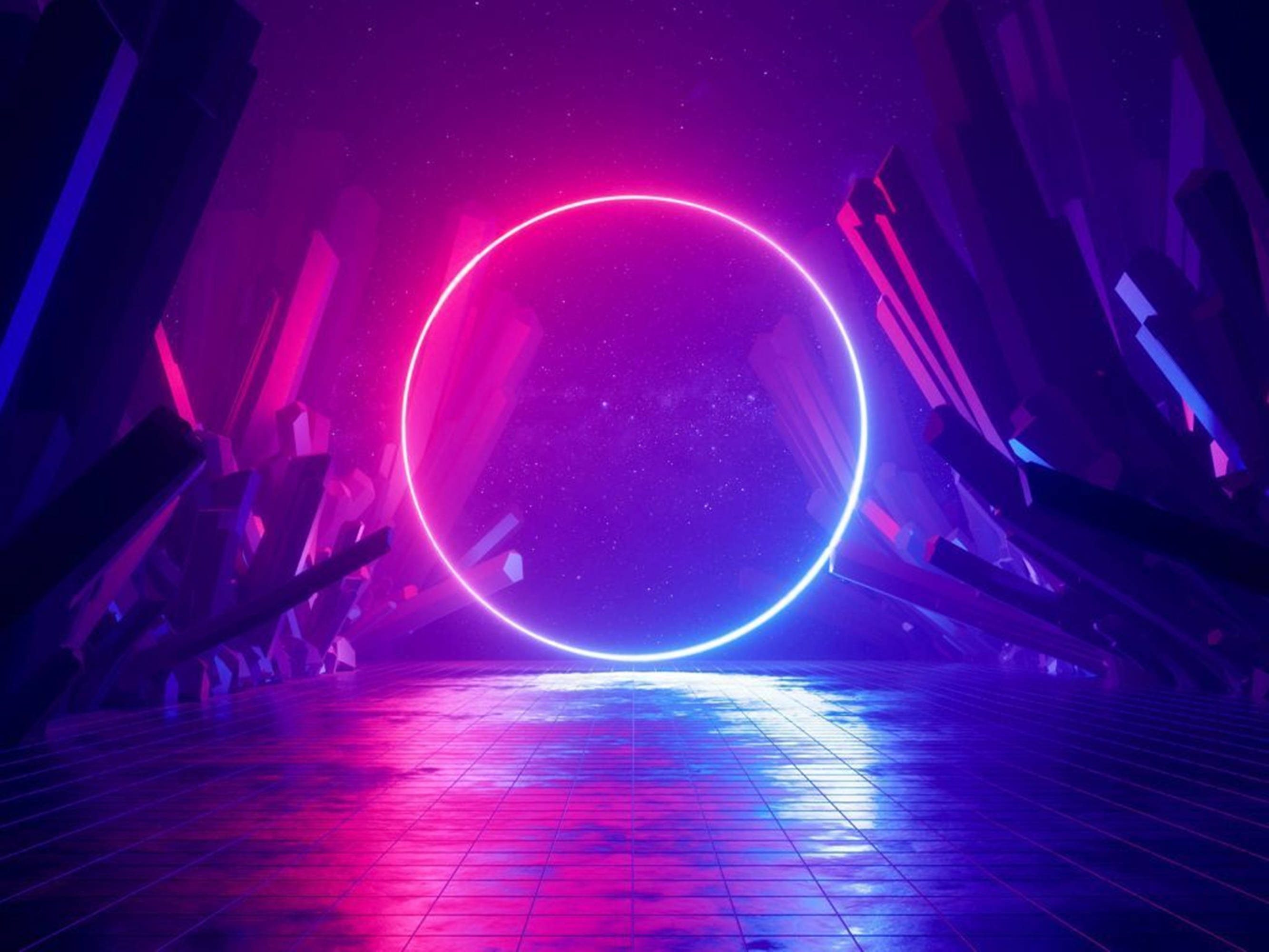 Círculo Neón Púrpura 4K Fondos de pantalla