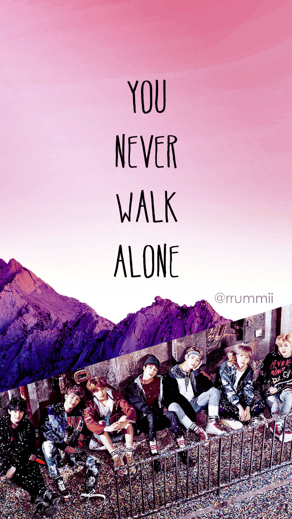Wallpaper de la cita You Never Walk Alone de BTS.
