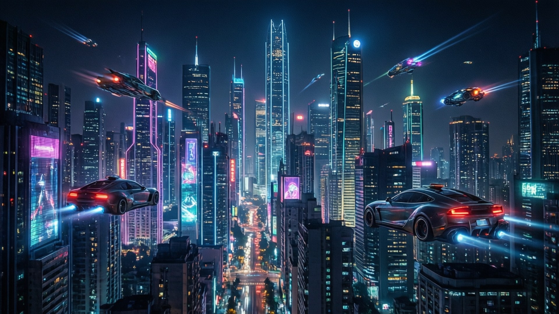 Ciudad Ciberpunk de Neón Fondos de pantalla