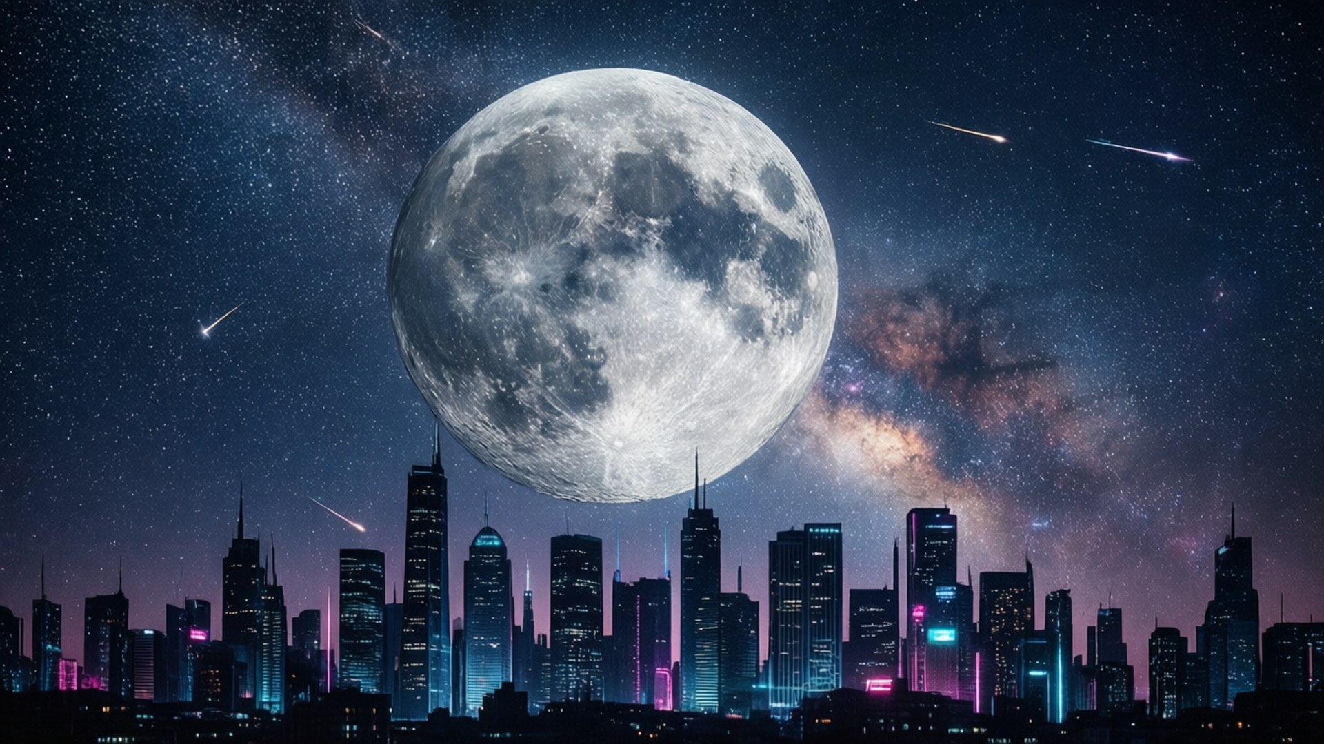 Ciudad Cyberpunk Luna Fondos de pantalla