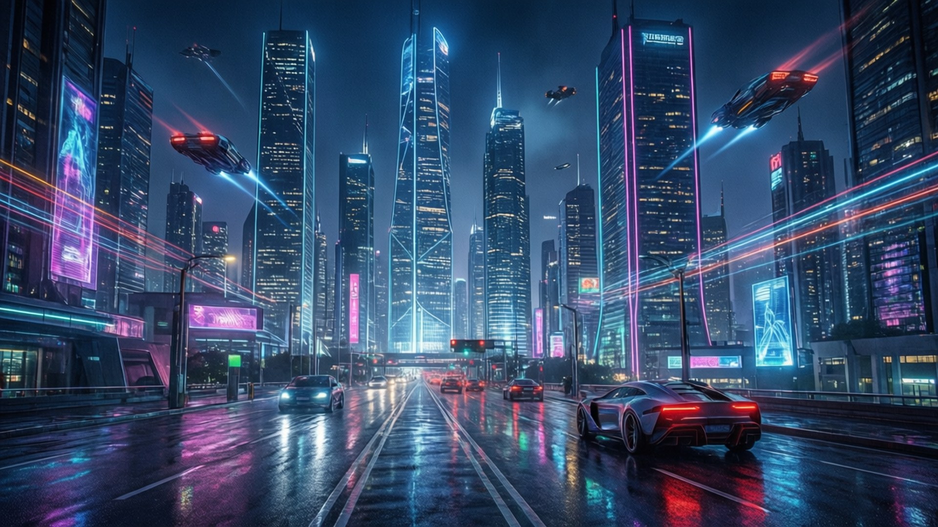 Ciudad Cyberpunk Neón Fondos de pantalla