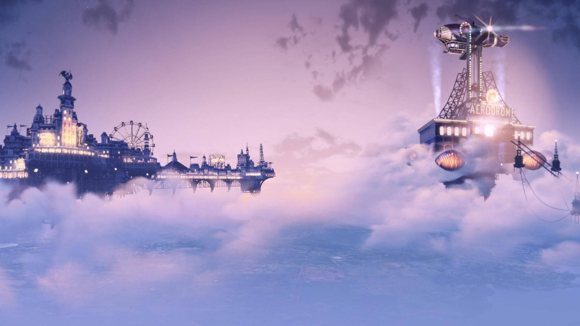 Ciudad Flotante de Estética Suave Fondos de pantalla