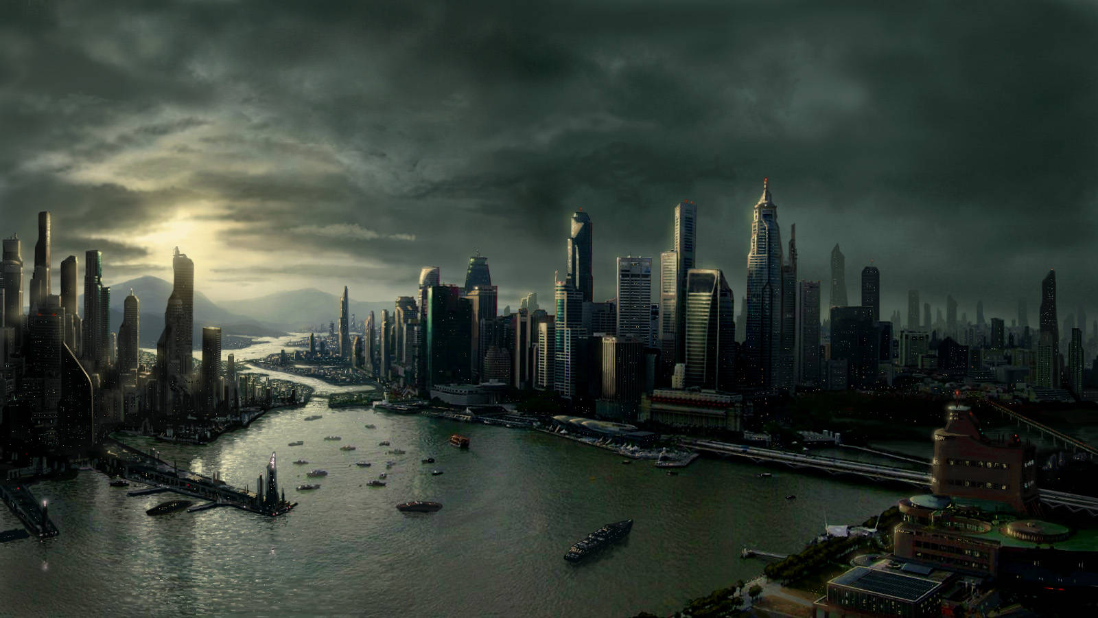 Ciudad Futurista Full HD 1600x900 Fondos de pantalla