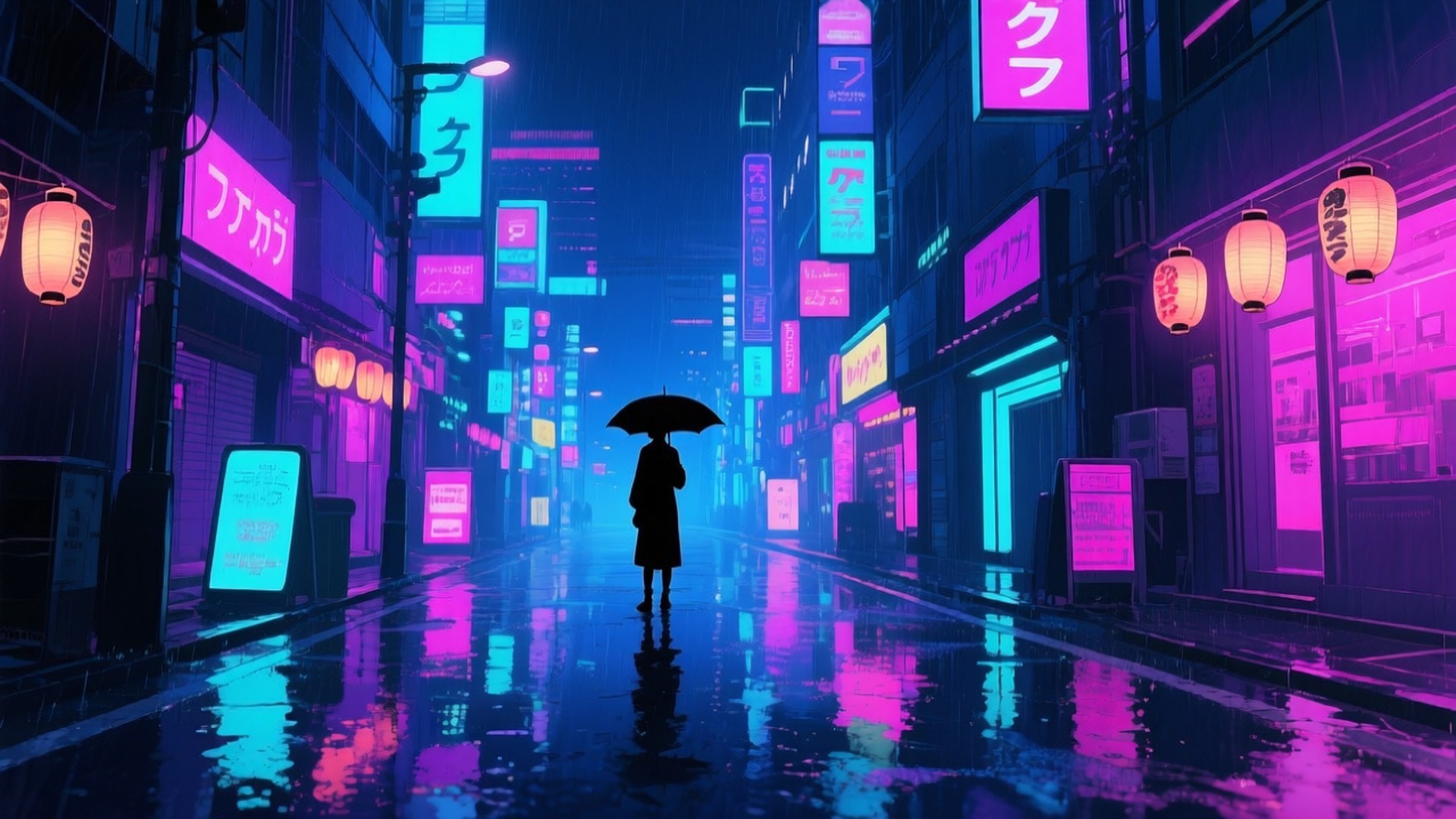 Ciudad Lluvia Neón Fondos de pantalla
