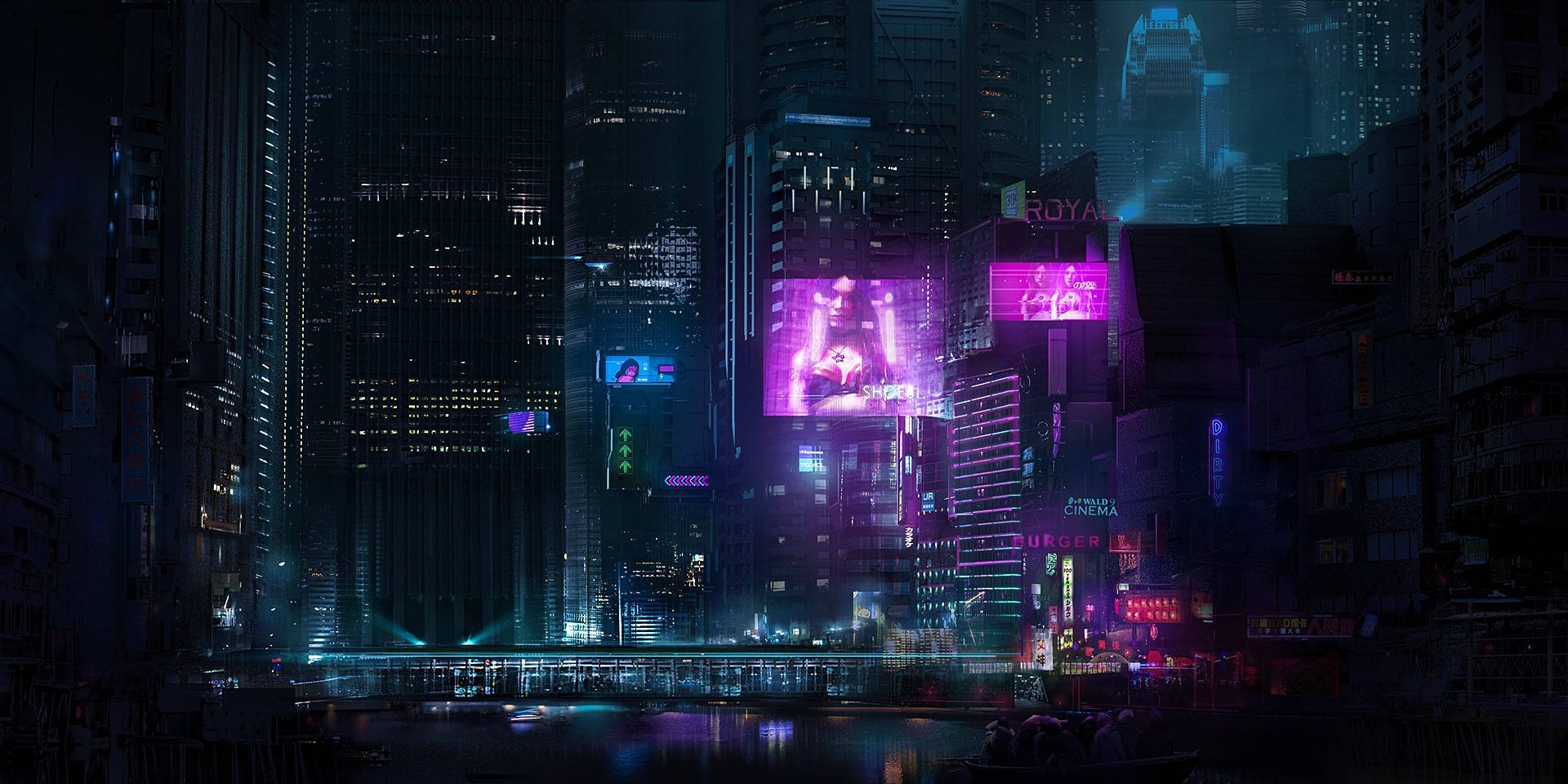 Ciudad Neón Oscura Fondos de pantalla