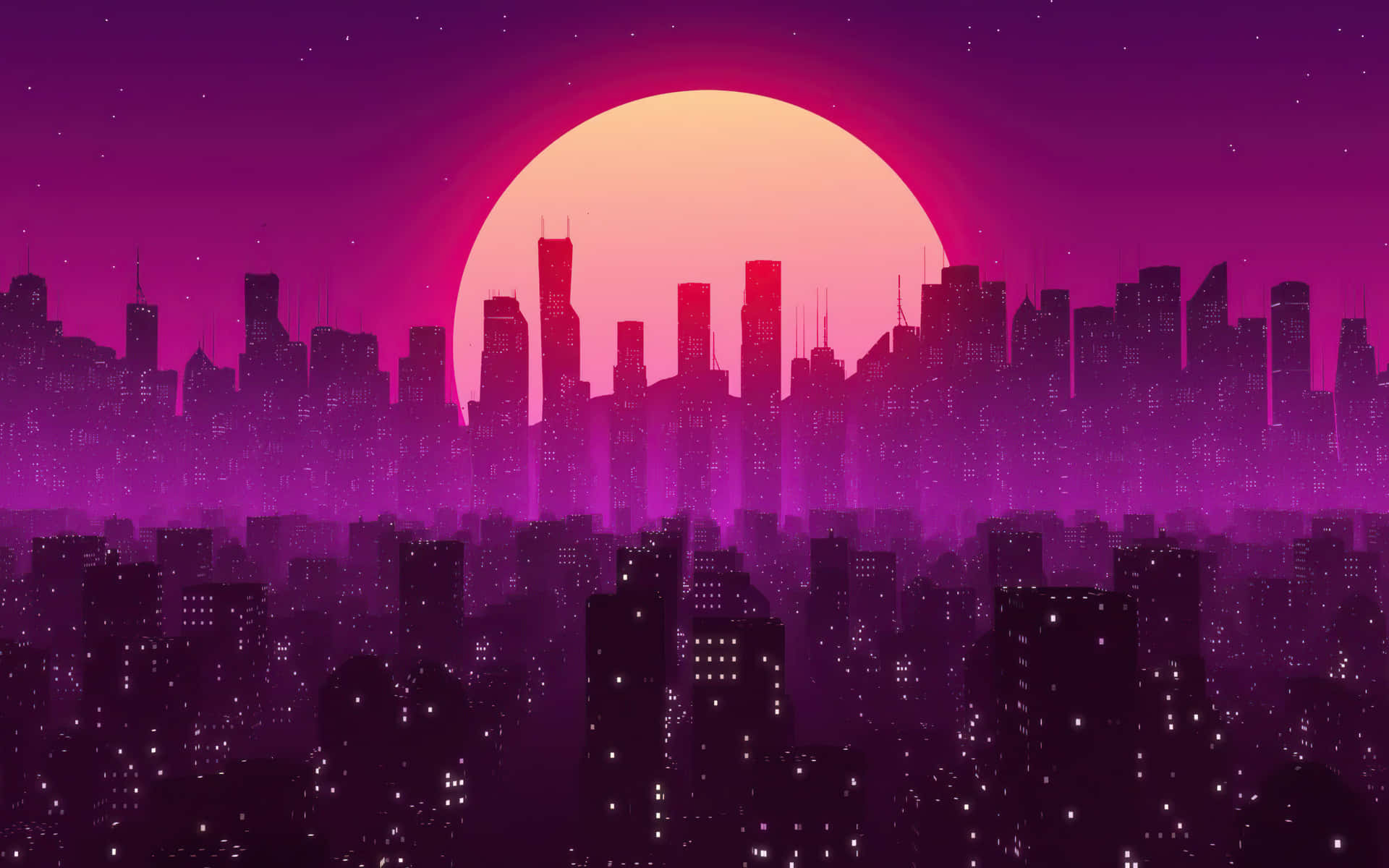 Ciudad Neon Rosa y Sol Fondos de pantalla