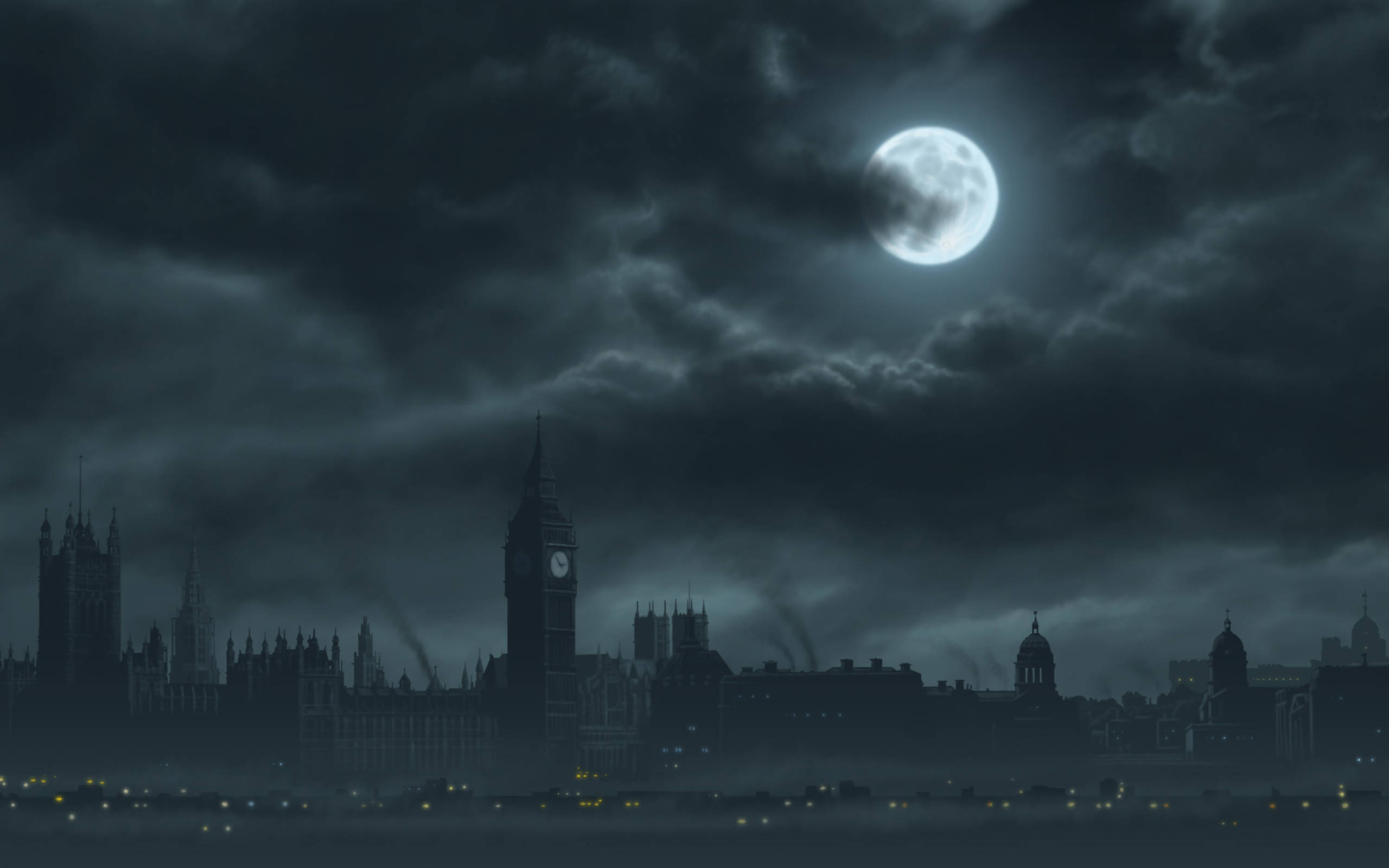 Ciudad Oscura Luna Llena Fondos de pantalla