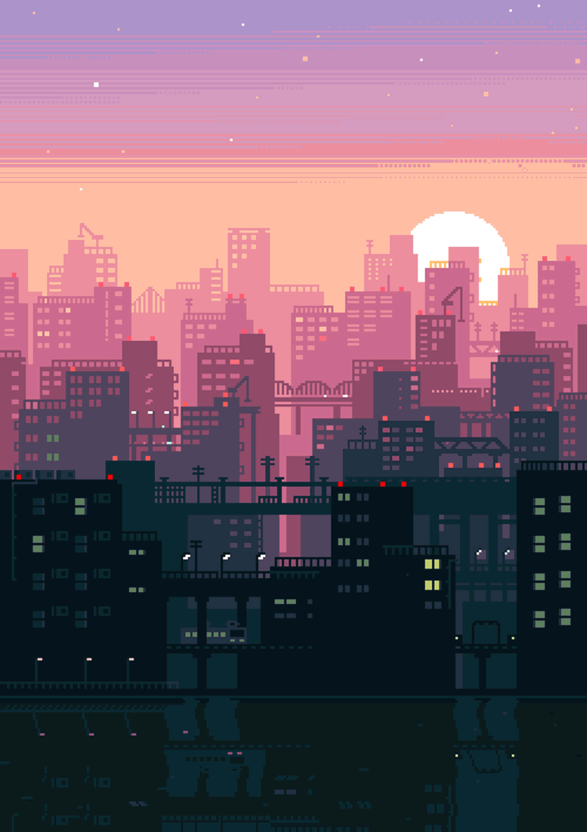 Ciudad Pixel Art Lo Fi Fondos de pantalla