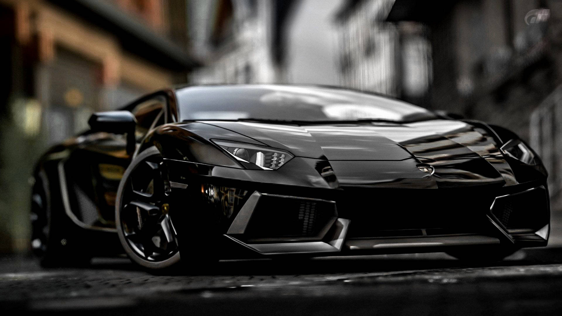 Coche Deportivo Negro Lamborghini Aventador Capó Fondos de pantalla
