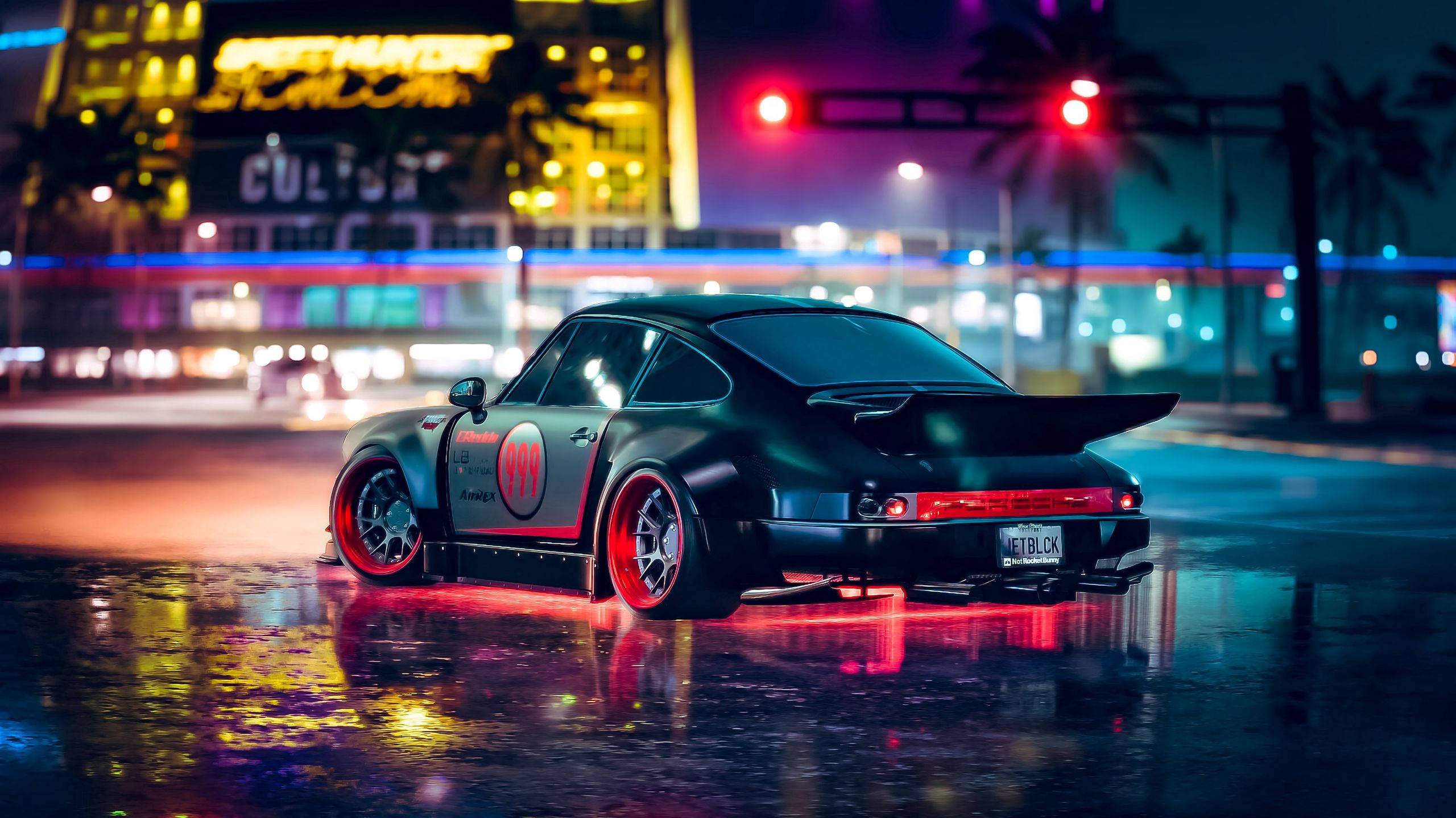 Coche Porsche en Estética Neón 2560 X 1440 Fondos de pantalla