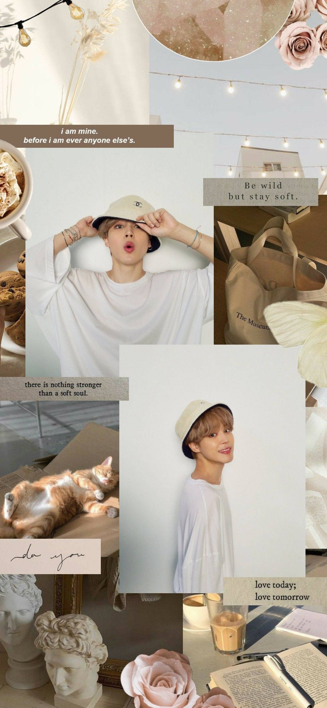 Colage Estético Beige de Jimin de BTS Fondos de pantalla
