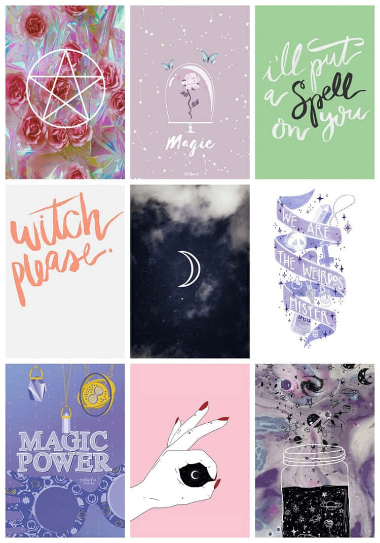 Colección Colorida de Seis Adorables Diseños de Brujas Fondos de pantalla