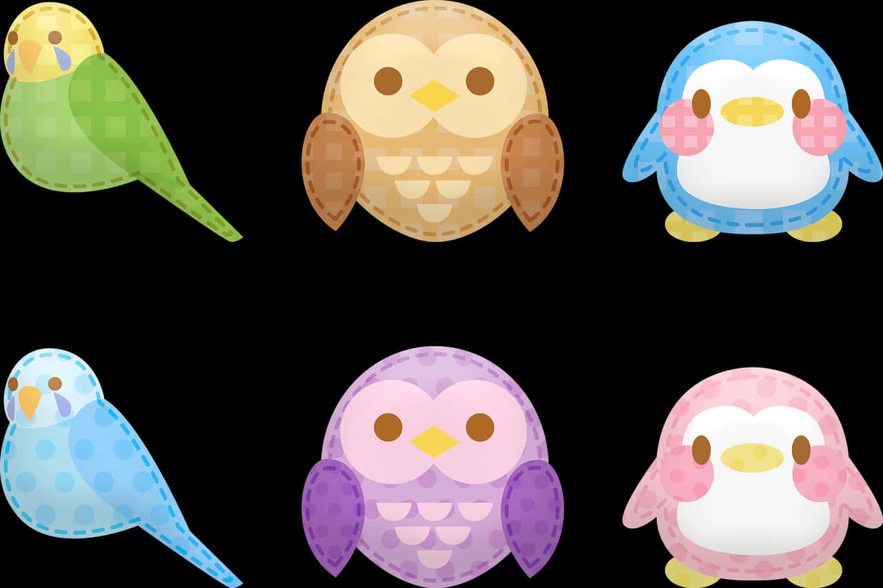 Colección de Aves Kawaii de Dibujos Animados.JPG Fondos de pantalla