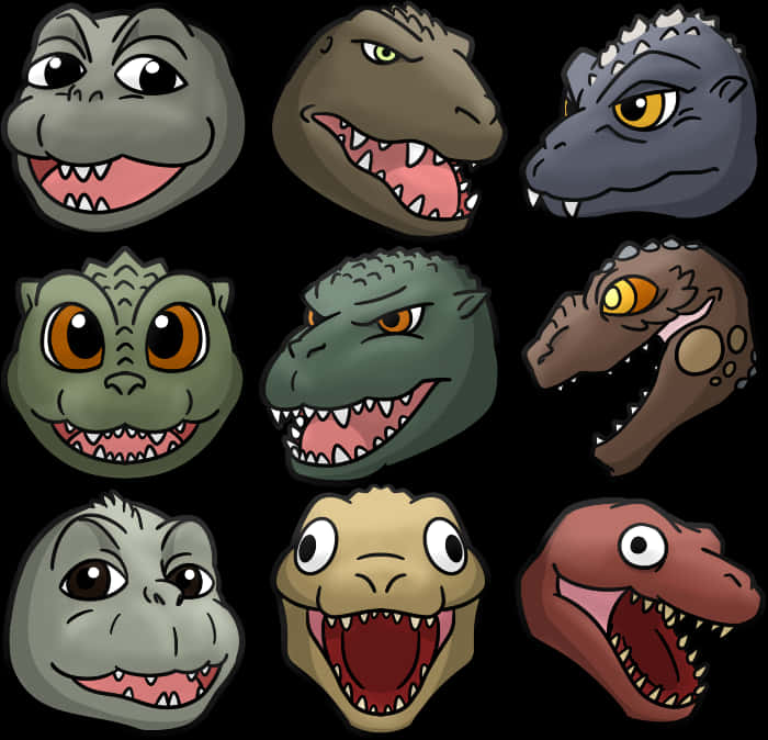 Colección de Cabezas de Kaiju de Dibujos Animados Fondos de pantalla