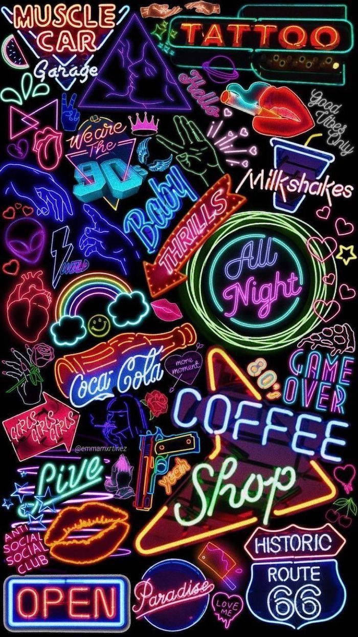 Colección de Letreros de Neón Estética Negra Neón Fondos de pantalla