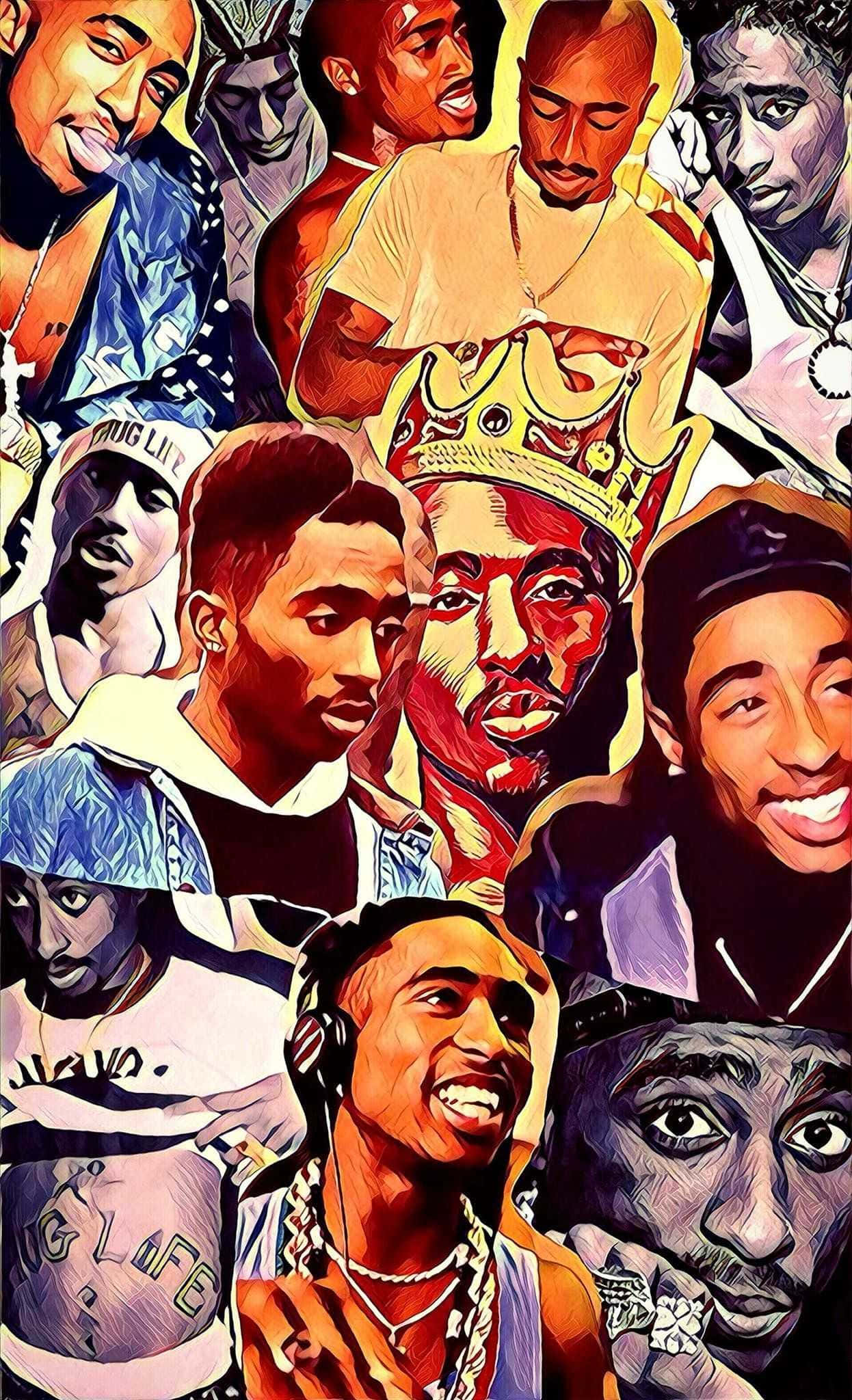 Collage a Color de Tupac iPhone Fondos de pantalla