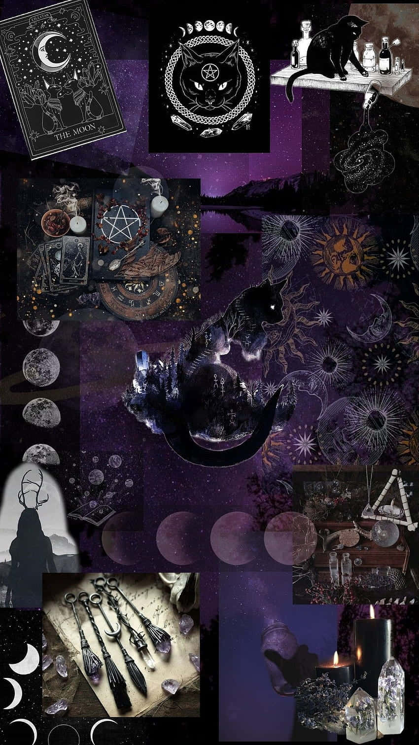 Collage adorable de baratijas y cosas de brujas Fondos de pantalla