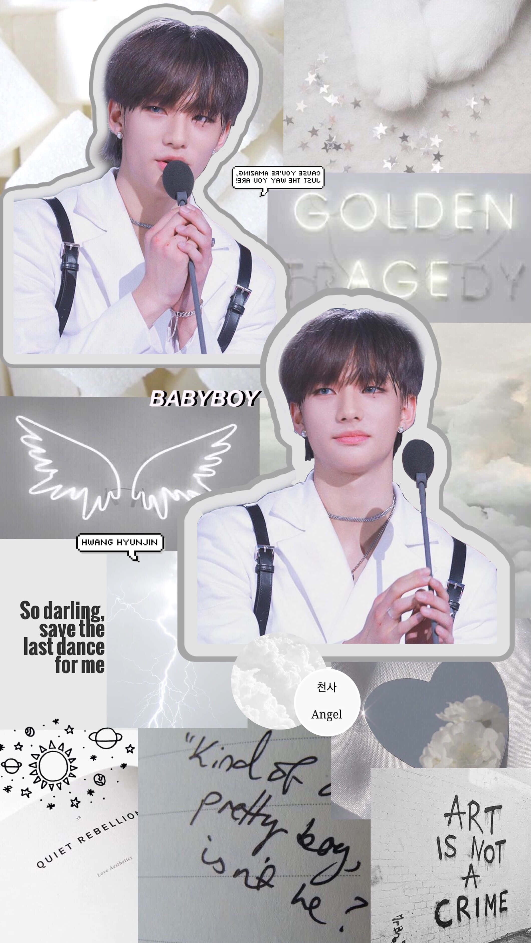 Collage artístico del rapero surcoreano Hyunjin Fondos de pantalla