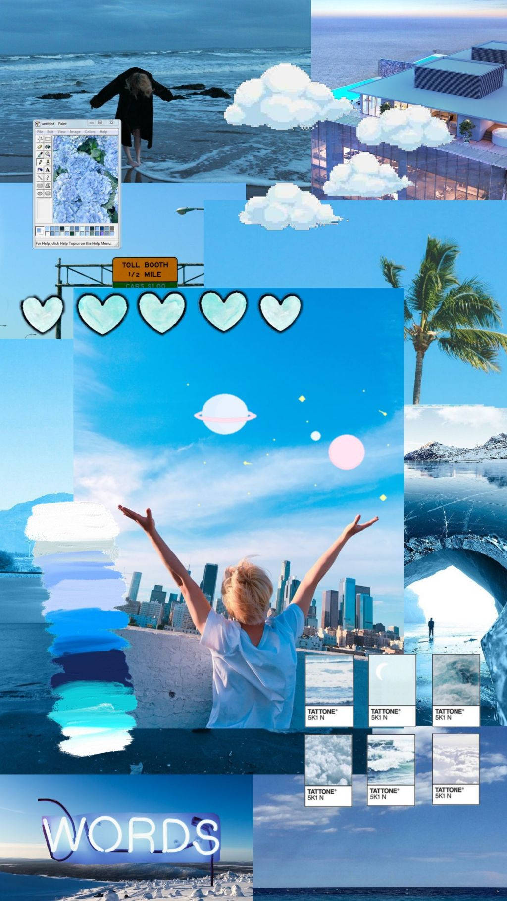 Collage Azul Estético de Jimin de BTS Fondos de pantalla