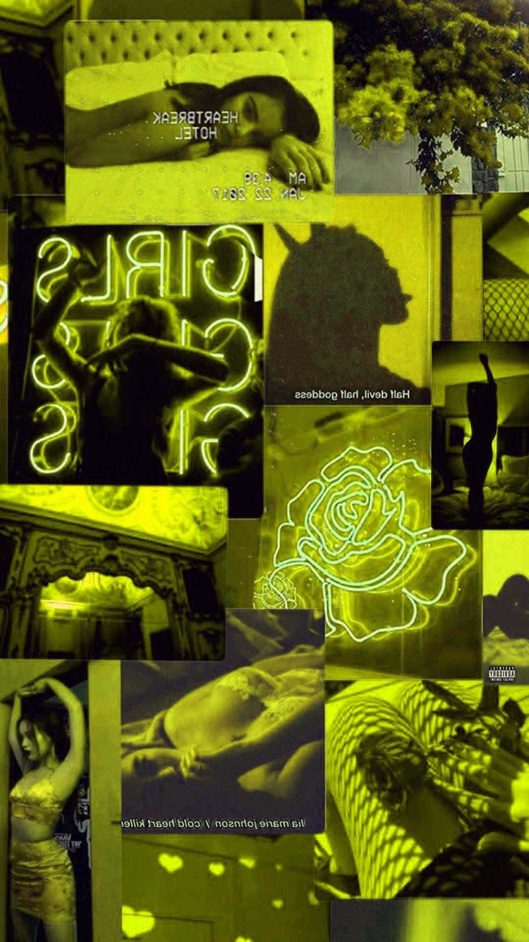 Collage Baddie Neón Amarillo Estética Psicodélica Fondos de pantalla