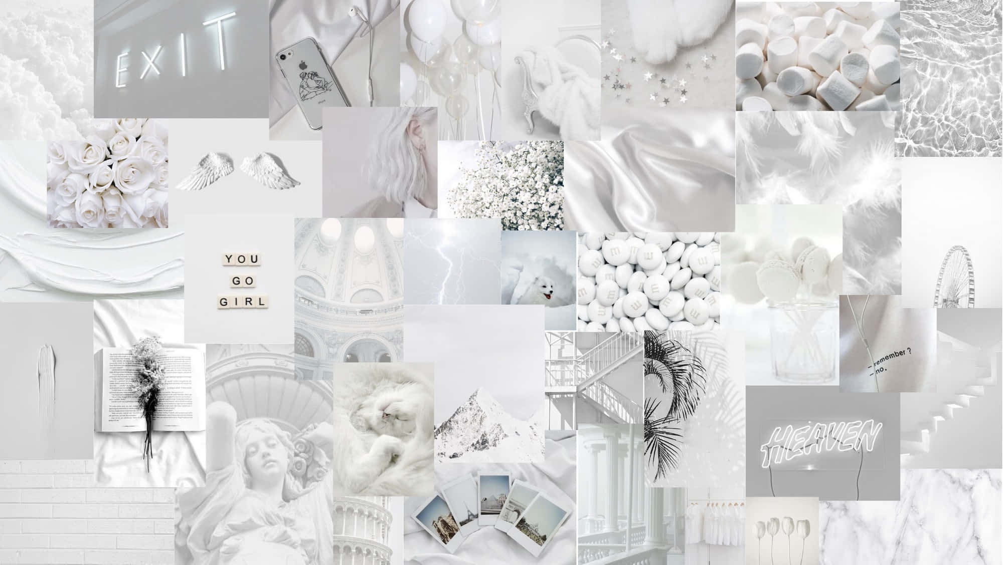 collage blanco y dorado con varias imágenes Fondos de pantalla