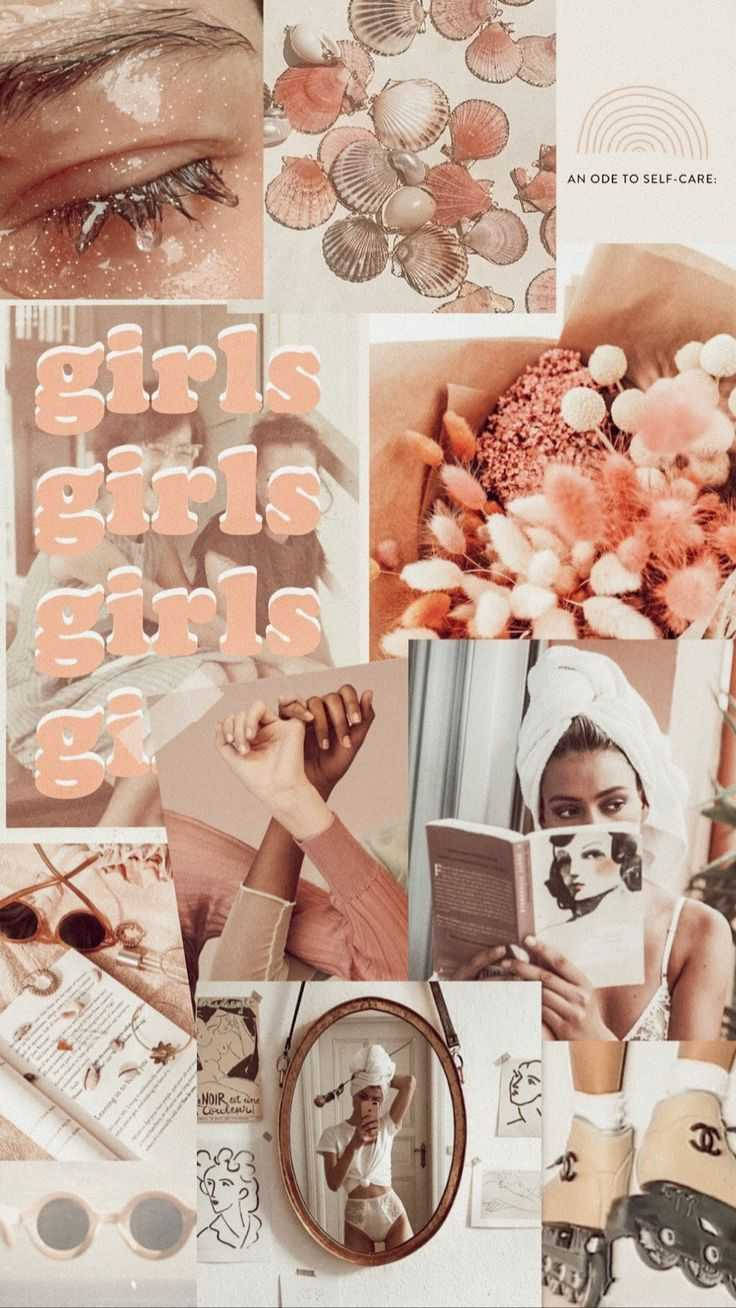 Collage Boho Estético de Chicas Fondos de pantalla