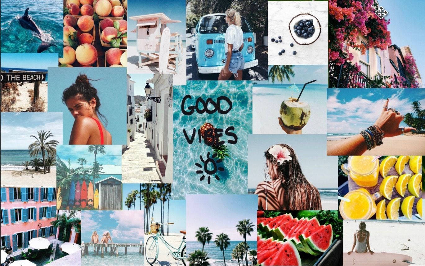 Collage de Buenas Vibras Estética Veraniega para Computadora Fondos de pantalla