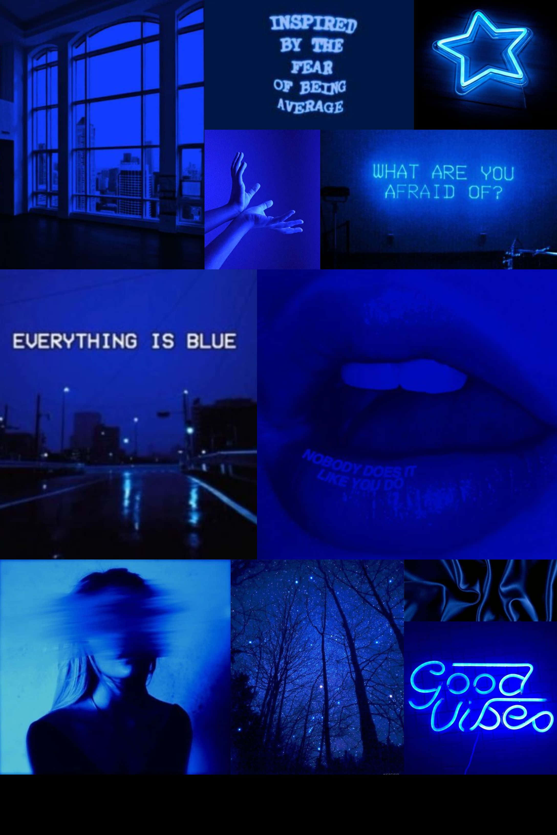 Collage de Citas con Fondo Estético Azul Fondos de pantalla