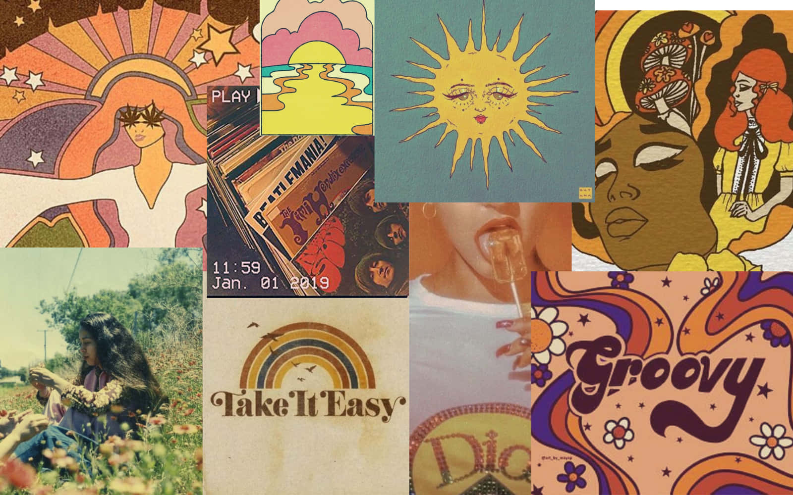 Collage de Escritorio con Estética Indie y Elegante Fondos de pantalla