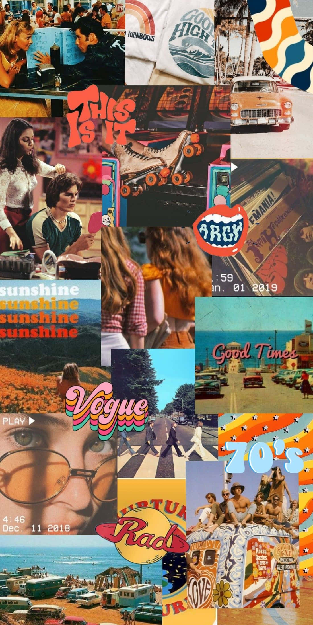 Collage de Fotos Fondo Estético de los 70 para Escritorio Fondos de pantalla