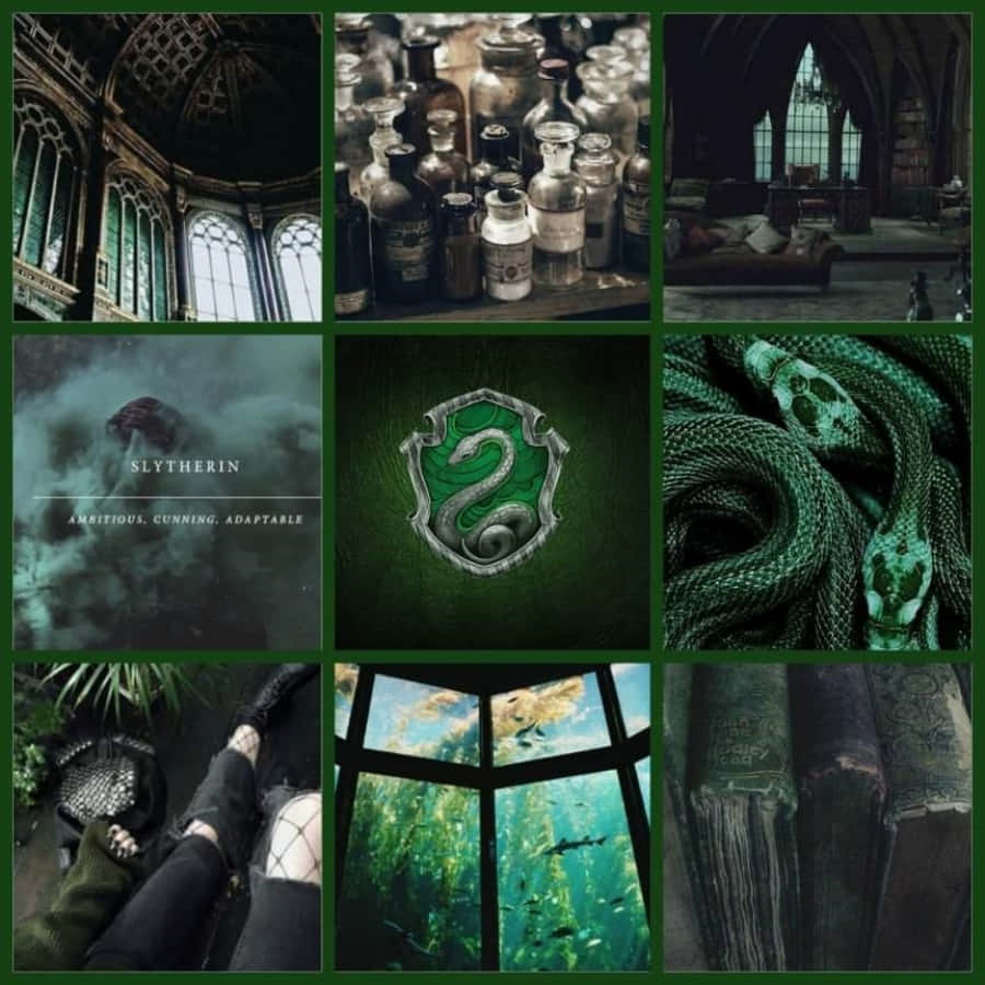 collage de Harry Potter con imágenes verdes y negras Fondos de pantalla